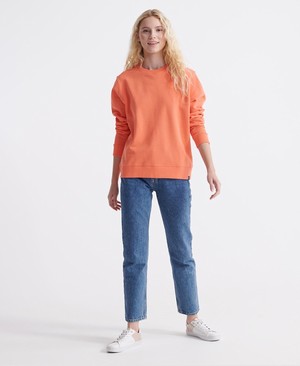 Superdry Organic Cotton Standard Label Loopback Női Pulóver MélyKorall | FKVJR1073